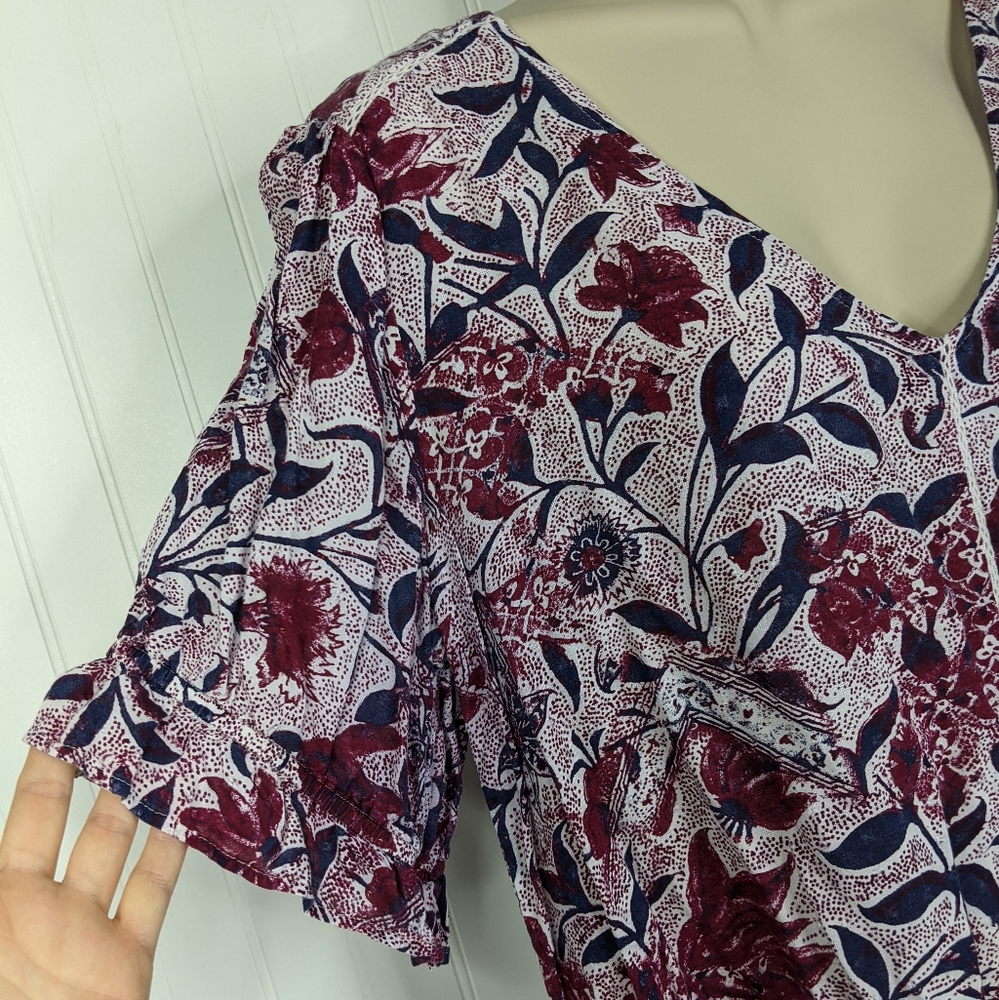 LUCKY BRAND Gauzy Floral Top Sz L - Picture 5 of 13